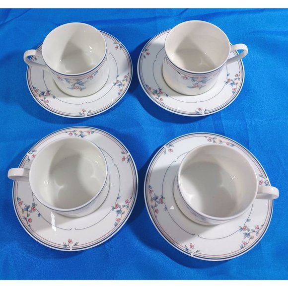 4 Princess House Heritage Blossom Teacups Coffee Tea Cup Saucers Set MINT! - Picture 3 of 6
